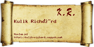 Kulik Richárd névjegykártya